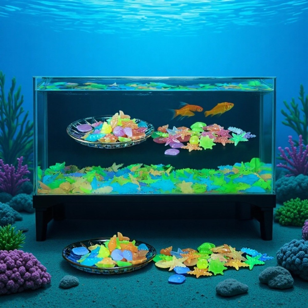 Aquarium Fish Real - Leuchtende Ozeansteine, fluoreszierende Muscheln, bunte Seesterne