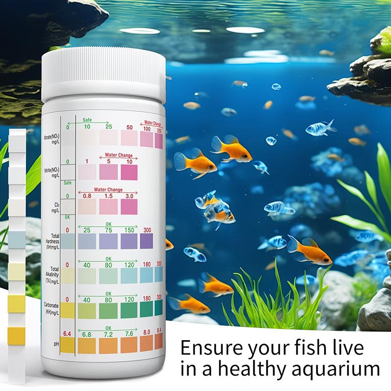 Aquarium Test Kit - Aquarium-Wasserteststreifen 8 in 1, breiter Testbereich,