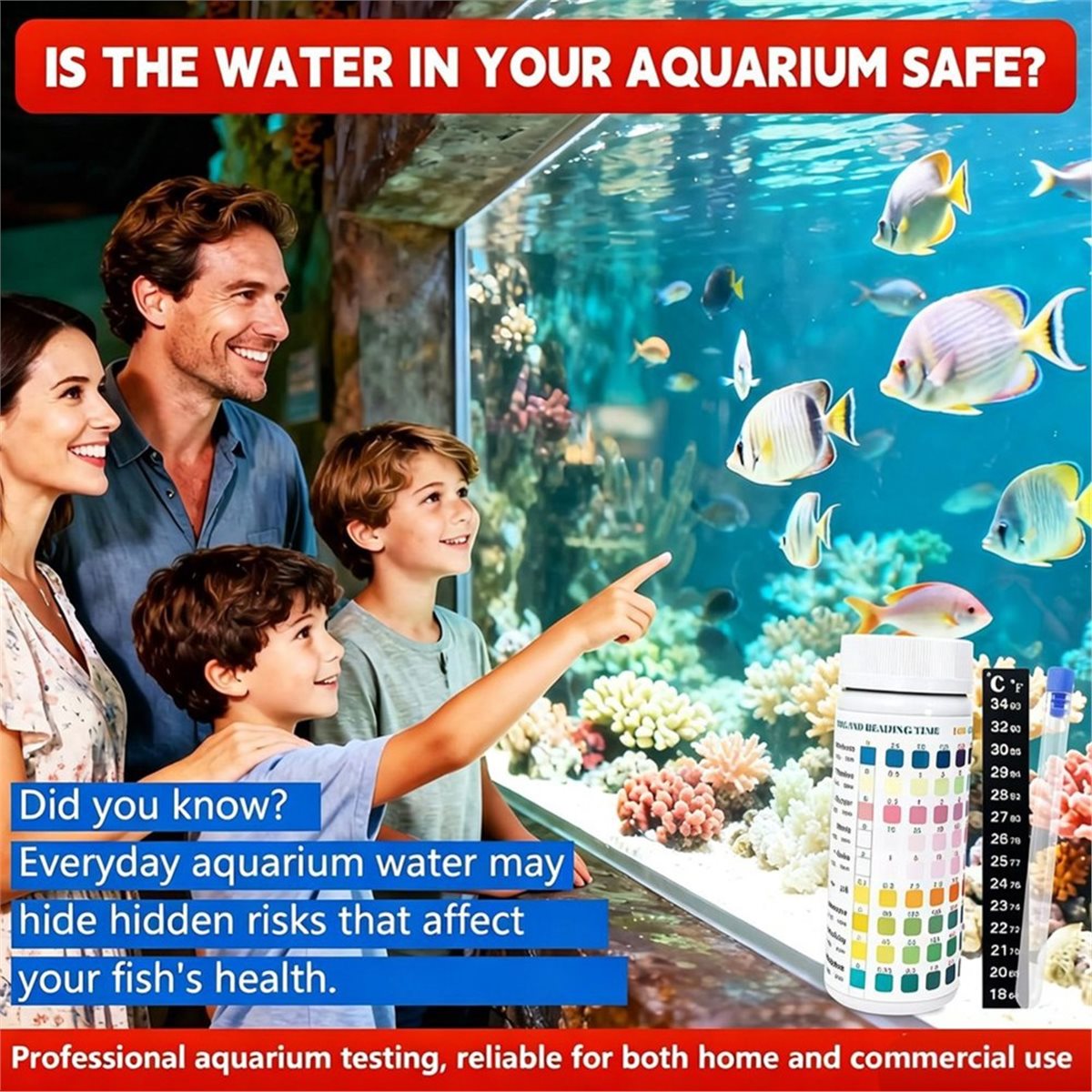 Aquarium Test Kit - HGHO 9-in-1 Aquarium-Teststreifen, 100 Stück, Wassertest-Kit